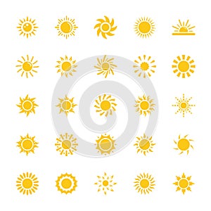 Sun Flat Icons Set