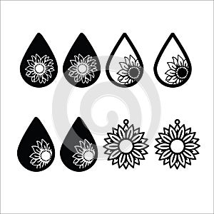 Sun flower earrings vector style illustration design on white background