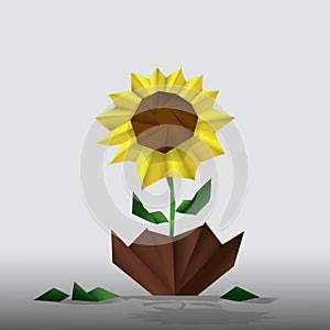 sun flower origami. Vector illustration decorative design