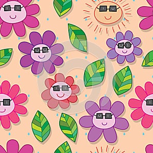 Sun flower wear grasses seamless pattern