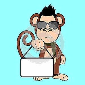 Sun glasses Funny cool monkey character cartoon illustration