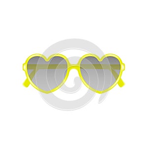 Sun glasses in shape of heart in yellow design