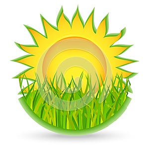 Sun and grass. icon
