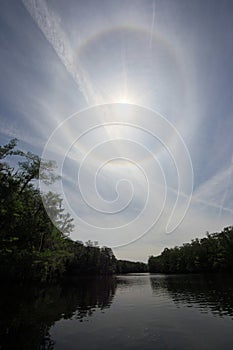 Sun halo above Fisheating Creek, Florida.