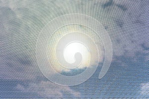 Sun halo in sky view glance through dot mask variant