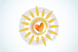 Sun With Heart logo vector image