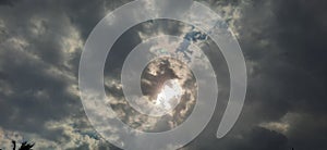 The sun is hidden behind cloud in the sky