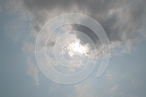 The sun hided in cloud with dark sky