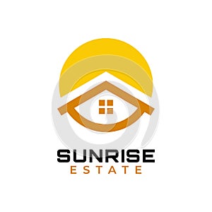 Sun and House logo design insignia