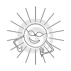 Sun with ice cream icon, outline style
