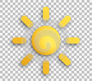 Sun icon 3d effect, vector illustration