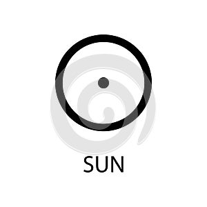 Sun icon. Planet symbol. Vector black sign on white. Astrological calendar. Jyotisha. Hinduism, Indian or Vedic photo