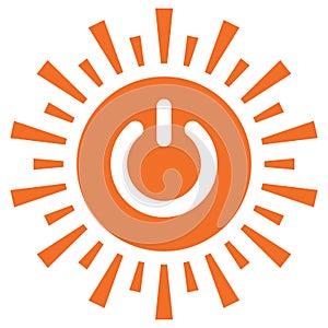 Sun Icon with Power Symbol Clipart for Solar Panel Installation Companies Renewable and Alternative Energy Resource