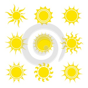 Sun icon set. Collection of abstract elements. Vector illustration