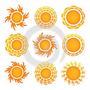 Sun icon set on white background. Vector