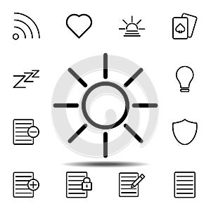 Sun icon. Simple thin line, outline vector element of minimalistic, web icons set for UI and UX, website or mobile application