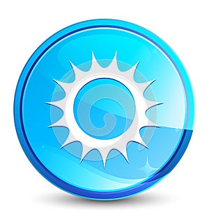 Sun icon splash natural blue round button
