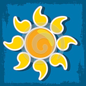 Sun icon. Sunshine rays logo in cartoon style