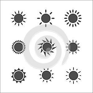 Sun icon. Vector illustration.