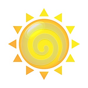 The sun icon, vector illustration. Yellow sun silhouette on a white background