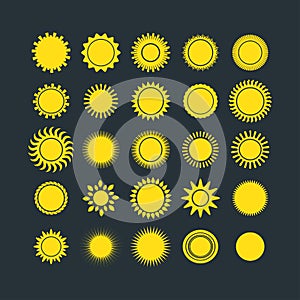 Sun icons collection vector illustration.