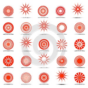 Sun icons. Design elements set.