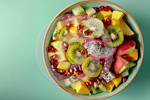 Sun-Kissed Medley A Luxurious Bowl of Kiwis, Pomegranates, and More