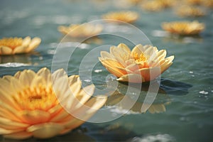 Sun-kissed Petals, A Vibrant Bouquet Gently Drifting on the Serene Waters