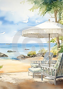 Sun-Kissed Royalty: A Luxurious Beach Experience Illustrated in