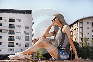 Sun-Kissed Serenity: Beautiful Girl Enjoying Summer Relaxation in the Park