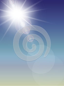 Sun with lens flare, background