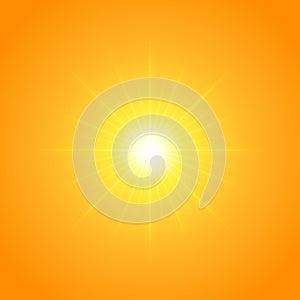 Sun with lens flare lights template and background.