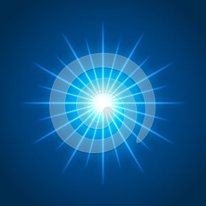 Sun with lens flare lights template and vector background.