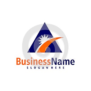 Sun with Letter A logo design vector. Creative Initial A logo concepts template