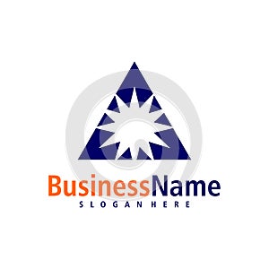 Sun with Letter A logo design vector. Creative Initial A logo concepts template