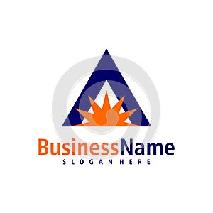 Sun with Letter A logo design vector. Creative Initial A logo concepts template