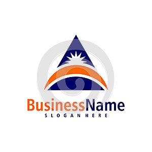 Sun with Letter A logo design vector. Creative Initial A logo concepts template