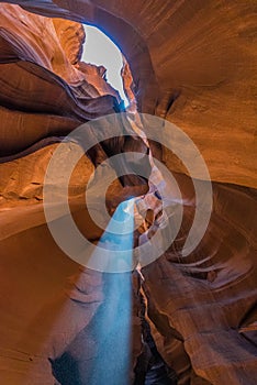 Sun light hitting the antelope canyon floor Arizona United States