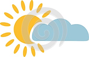 Sun with lightblue cloud icon