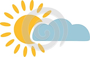 Sun with lightblue cloud icon photo