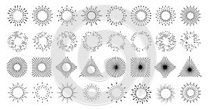 Sun line burst circles, light rays and star shine