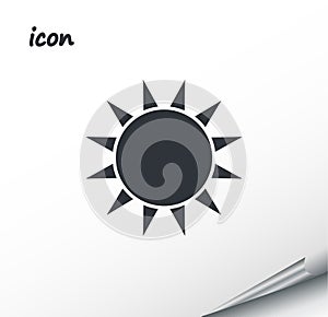 Sun line vector icon on a wrapped silver sheet