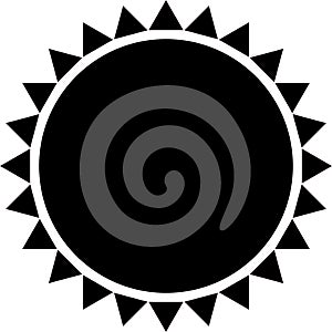 Sun line vector icon on a wrapped silver sheet