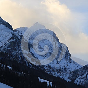 Sun lit cloud over Mount Arpelistock
