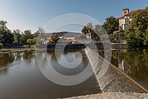 Sun-lit weirs on the river Sazava