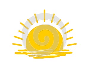 Sun logo icon.Rising sun illustration.