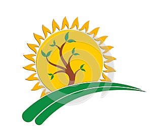 Sun logo with a tree.