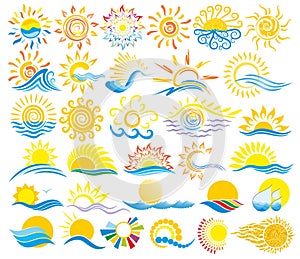 Sun Logos with the sea.