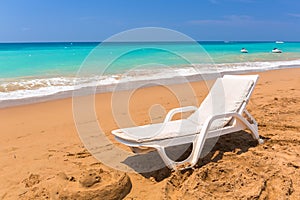 Sun lounger on the beach on Turkish Riviera