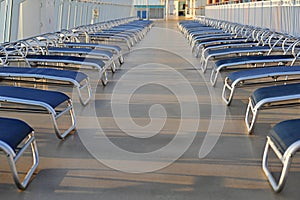 Sun loungers on cruise ship